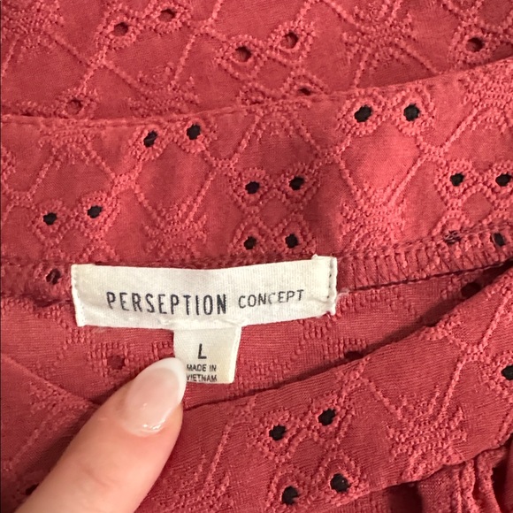 Mauve Top with Short Ruffled Sleeves by Perception Concept Size Large - Picture 7 of 8